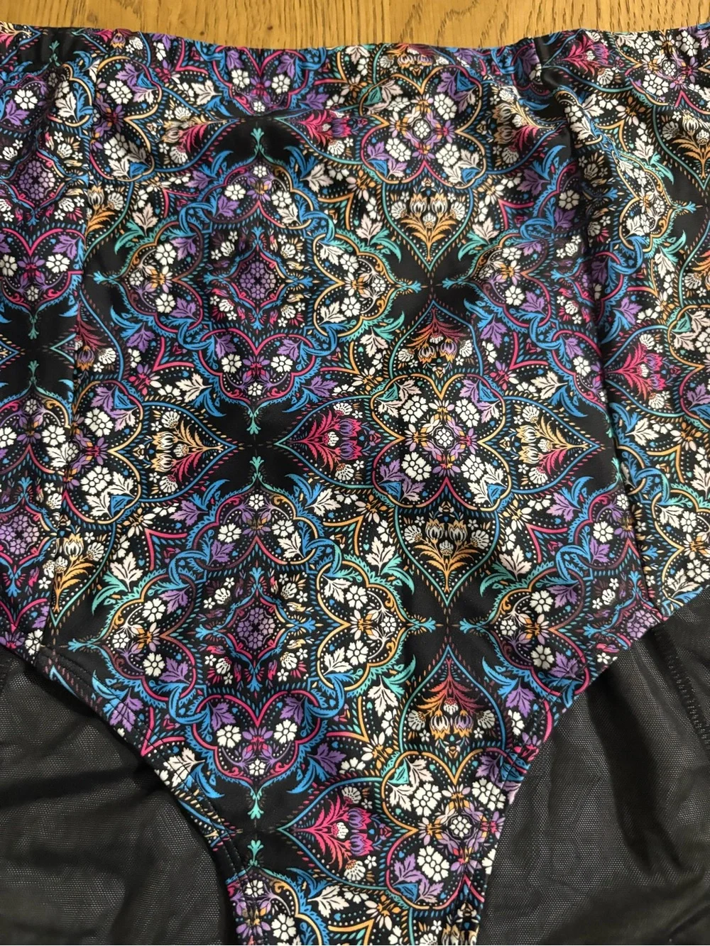 torrid High-Waist Bikini Bottom in Black with Purple & Blue Mosaic Print